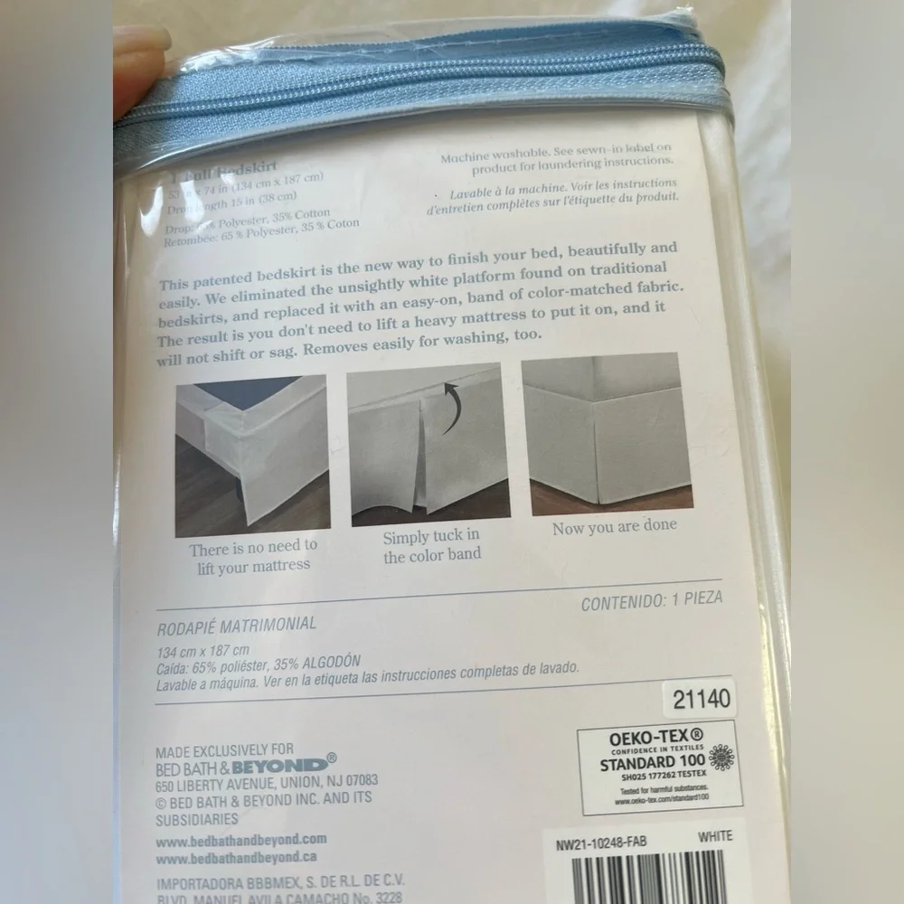 Nestwell | Full Size | White Cotton Blend Wraparound Bedskirt 15” Drop NIP